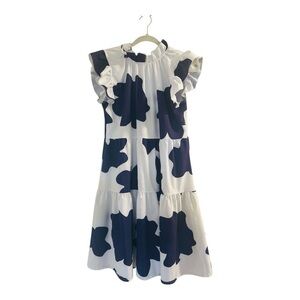 Stylish Kids Dress with Navy Floral Pattern